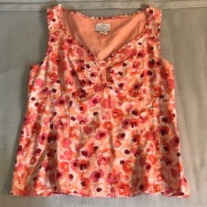 LOFT 12P Cotton Floral Sleeveless Top with Sweetheart Neck